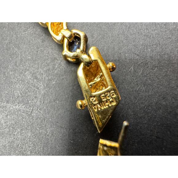 Ross Simons Sterling Silver 925 Gold Tone Sapphire & Diamond Tennis Bracelet 7" - Picture 8 of 10